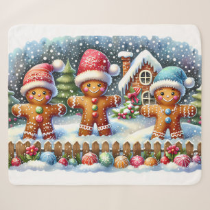 Lebkuchenfamilie Schneelandschaft Weihnachten Sherpadecke