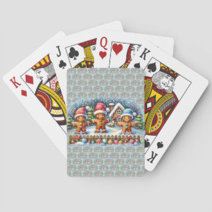 Lebkuchenfamilie Schneelandschaft Weihnachten Spielkarten