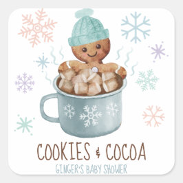 Lebkuchengebäck & Cocoa Boy Baby Dusche Quadratischer Aufkleber