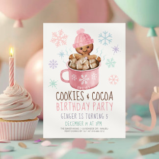 Lebkuchengebäck & Kakao-Girl's Winter Geburtstag Einladung