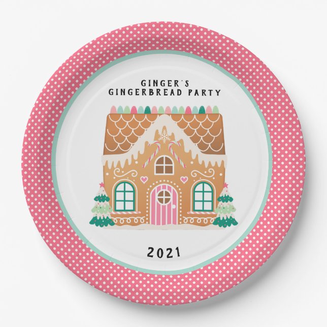 Lebkuchenhaus | Christmas Cookie Exchange Pappteller (Vorderseite)