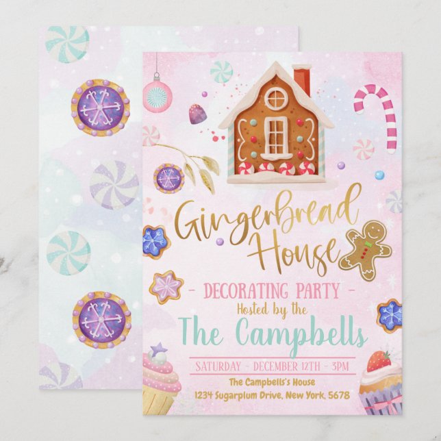 Lebkuchenhaus Einladung (Vorne/Hinten)