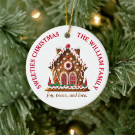 Lebkuchenhaus | Familienname| 1 Foto Keramik Ornament