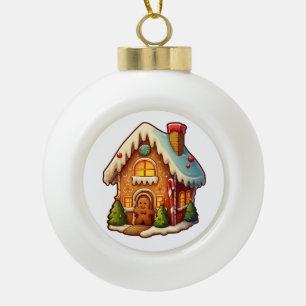 Lebkuchenhaus Keramik Kugel-Ornament