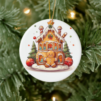 Lebkuchenhaus Keramik Ornament