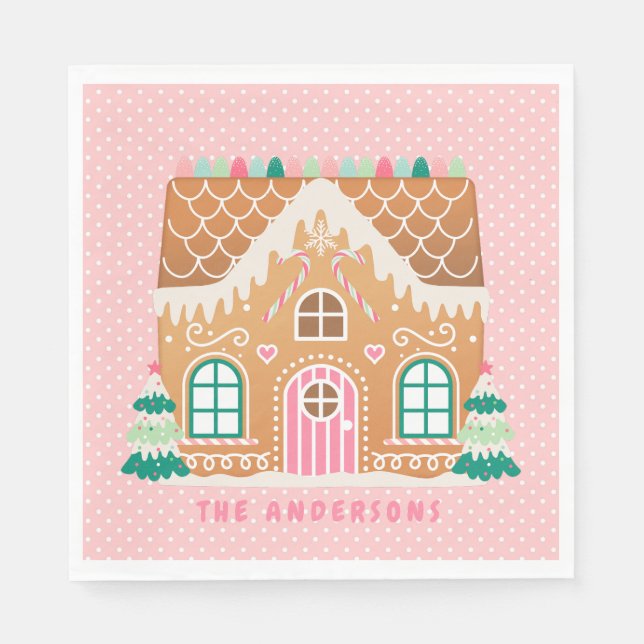 Lebkuchenhaus | Personalisiert Napkins Serviette (Vorderseite)