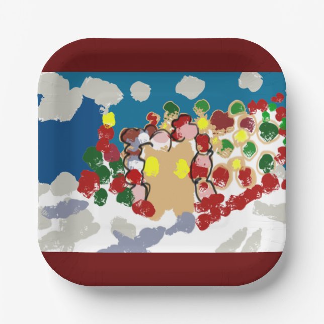 Lebkuchenhaus und Gumdorp Pappteller (Vorderseite)