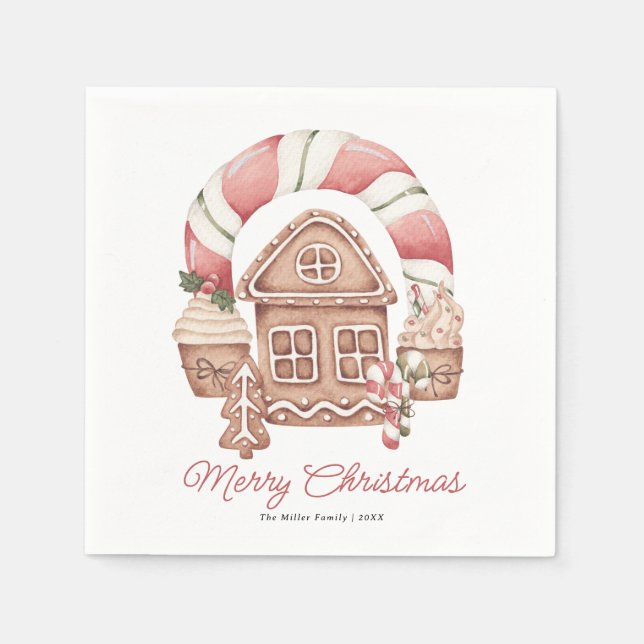 Lebkuchenhaus | Weihnachten Napkins Serviette (Vorderseite)
