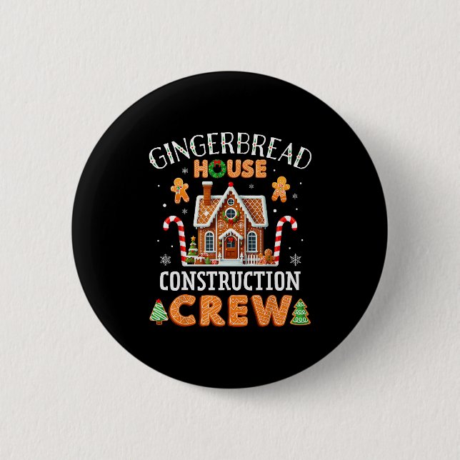 Lebkuchenhäuschen-Baukrew Kinder Männer Frauen Button (Vorderseite)