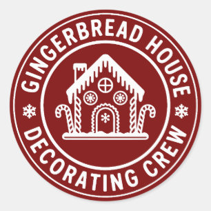 Lebkuchenhäuschen-Dekorations-Team Weihnachten Fam Runder Aufkleber