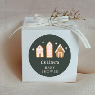 Lebkuchenhäuschen Mädchen Baby Shower Favor Runder Aufkleber