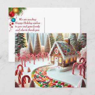 Lebkuchenhäuschen mit Zuckerstangen Postkarte