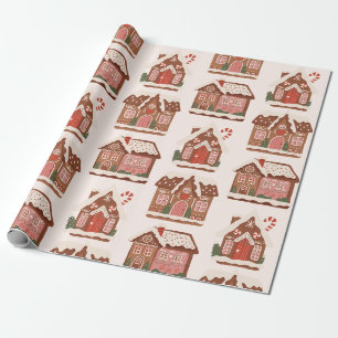 Lebkuchenhäuschen Modern Frohe Weihnachten Geschenkpapier