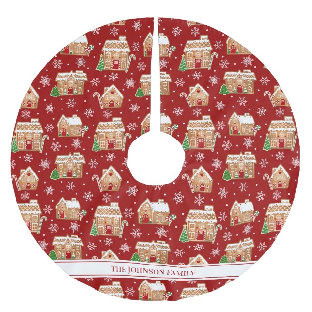 Lebkuchenhäuschen Polyester Weihnachtsbaumdecke (Vorderseite)