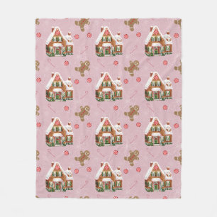 Lebkuchenhäuschen Rosa Weihnachts-Fleece-Decke Fleecedecke