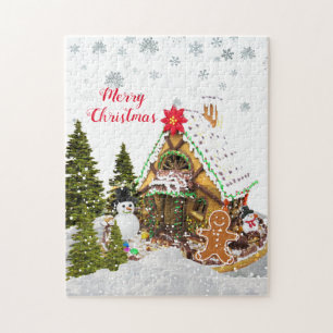 Lebkuchenhäuschen Weihnachts-Puzzle