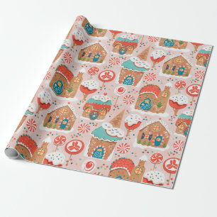 Lebkuchenhäuser und Candy Land Geschenkpapier