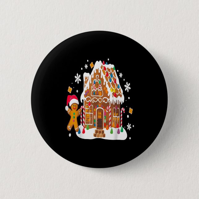 Lebkuchenhäuser und Schneeflocken Weihnachten süß Button (Vorderseite)