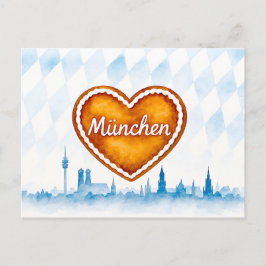 Lebkuchenherz im Aquarelle-Stil und Silhouette Feiertagspostkarte