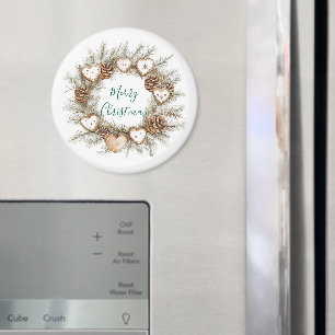 Lebkuchenherzen Tannenzapfen Kranz Weihnachten Magnet
