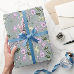 Lebkuchenhirsch Lebkuchenzuckerrohr Grünzeug Weihn Geschenkpapier