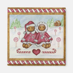 Lebkuchenjunge und -mädchen Weihnachtsmagnet Magnet