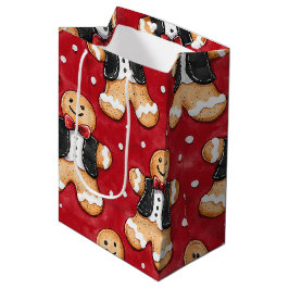 Lebkuchenkoch in Tuxedos Weihnachten Mittlere Geschenktüte