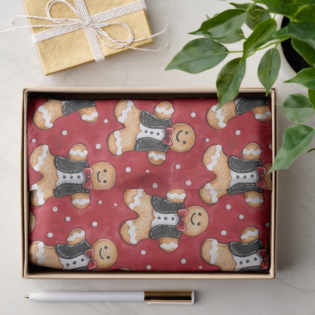 Lebkuchenkoch in Tuxedos Weihnachten Seidenpapier (Geschenk)