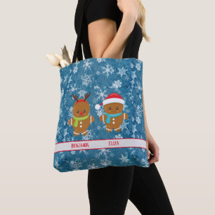 Lebkuchenkuchenkuchen mit Namen Snowflakes T Tasche
