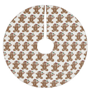 Lebkuchenmädchen mit Roter Wange und Süßigkeiten Polyester Weihnachtsbaumdecke
