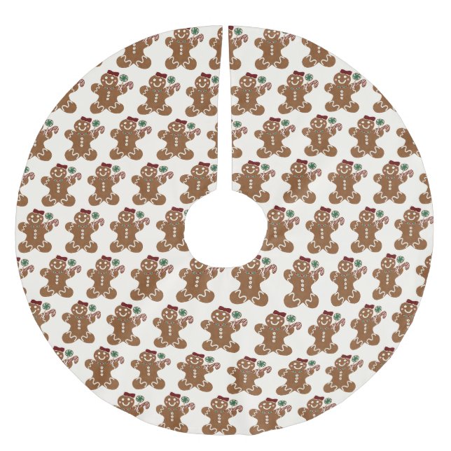 Lebkuchenmädchen mit Roter Wange und Süßigkeiten Polyester Weihnachtsbaumdecke (Vorderseite)