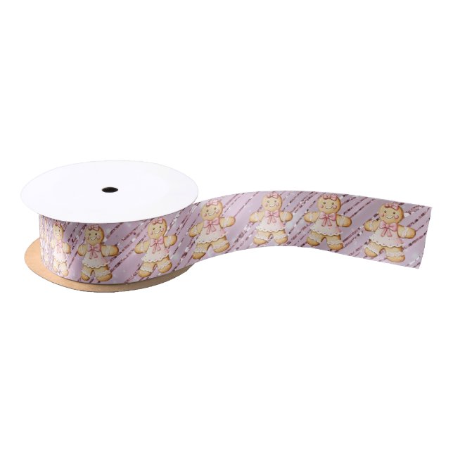 Lebkuchenmädchen Rosa Glitter Satinband (Spule)