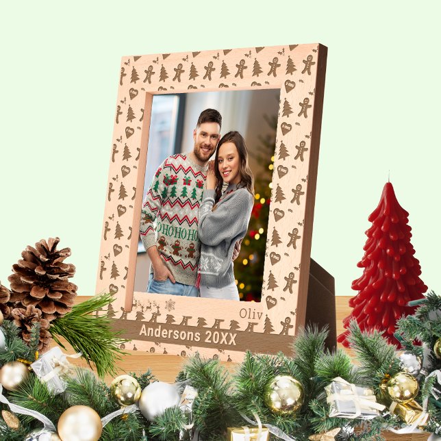 Lebkuchenmann, Christbaum, Herz, Name 8x10 Geätzte Rahmen (Gingerbread Man, Christmas Tree, Hearts, Name 8x10 Etched Frames)