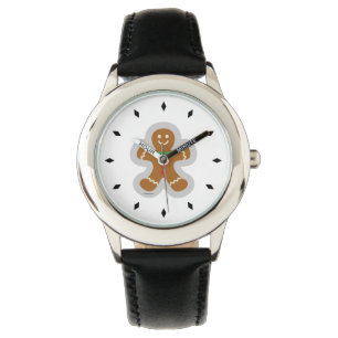 Lebkuchenmann, der den Engel im Schnee bildet Armbanduhr