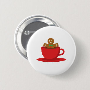 Lebkuchenmann in heißer Schokolade-Rot-Cup Button