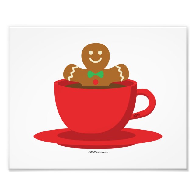 Lebkuchenmann in heißer Schokolade-Rot-Cup Fotodruck (Vorne)