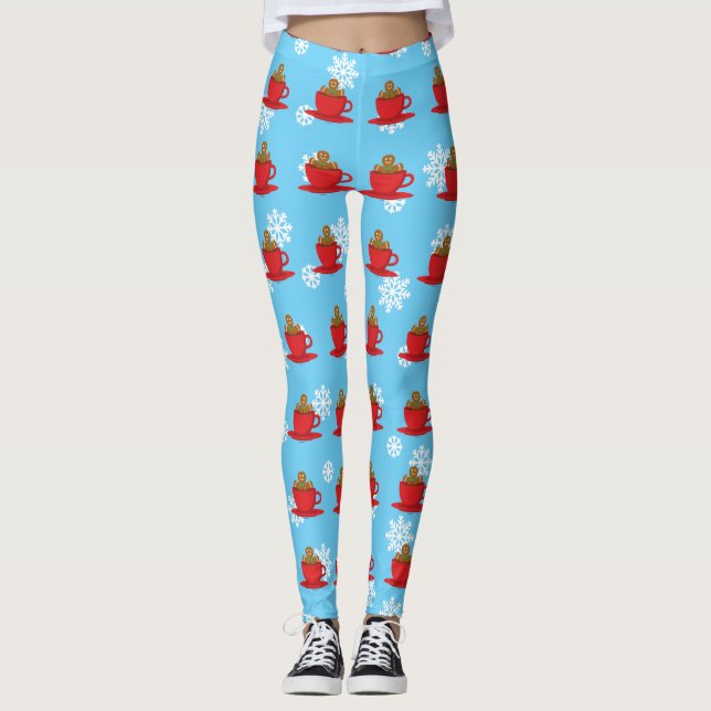 Lebkuchenmann in heißer Schokolade-Rot-Cup Leggings (Vorderseite)