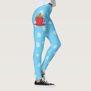 Lebkuchenmann in heißer Schokolade-Rot-Cup Leggings