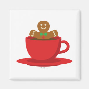 Lebkuchenmann in heißer Schokolade-Rot-Cup Magnet