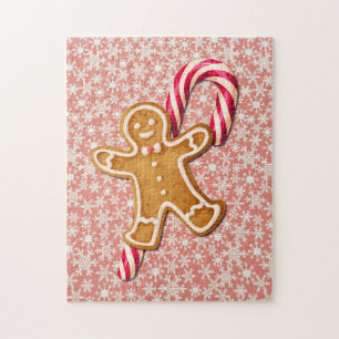 Lebkuchenmann-Kandiszucker-Schneeflocken-Puzzle-Ku