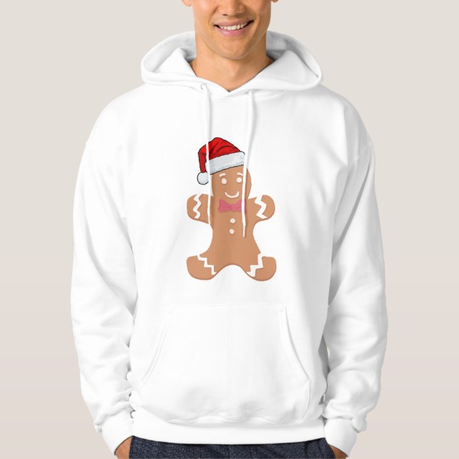Lebkuchenmann mit Weihnachtsmannmütze Hoodie (Vorderseite)
