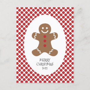 Lebkuchenmann-Polka-Punkt-Weihnachts-Postkarte Postkarte