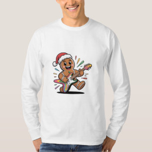 Lebkuchenmann spielt E-Gitarre elektrischer Weihna T-Shirt