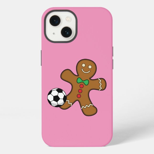 Lebkuchenmann spielt Fußball iPhone Hülle (Rückseite)