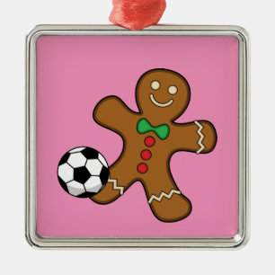 Lebkuchenmann spielt Fußball Ornament Aus Metall