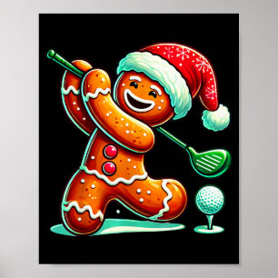 Lebkuchenmann spielt Golf Weihnachten Golfen Santa Poster