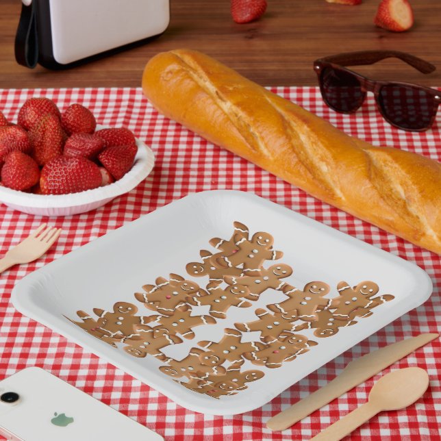 Lebkuchenmann Weihnachtsplätzchen Weihnachtsbäcker Pappteller (Picknick)