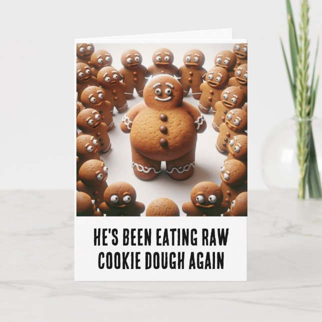Lebkuchenmänner essen rohen Keksteig Karte (Vorderseite)