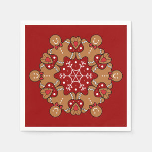 Lebkuchenmänner und Schneeflocken-Mandalas Serviette