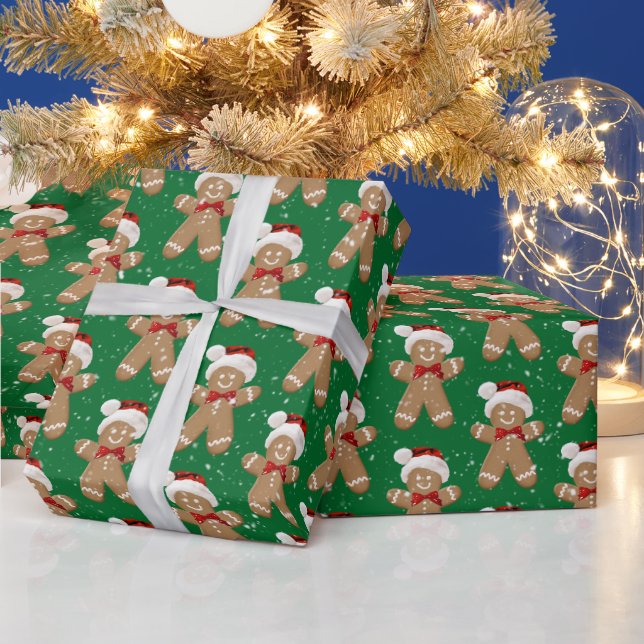 Lebkuchenpapier für Menschen und Schneeflocken Geschenkpapier (Feiertage)